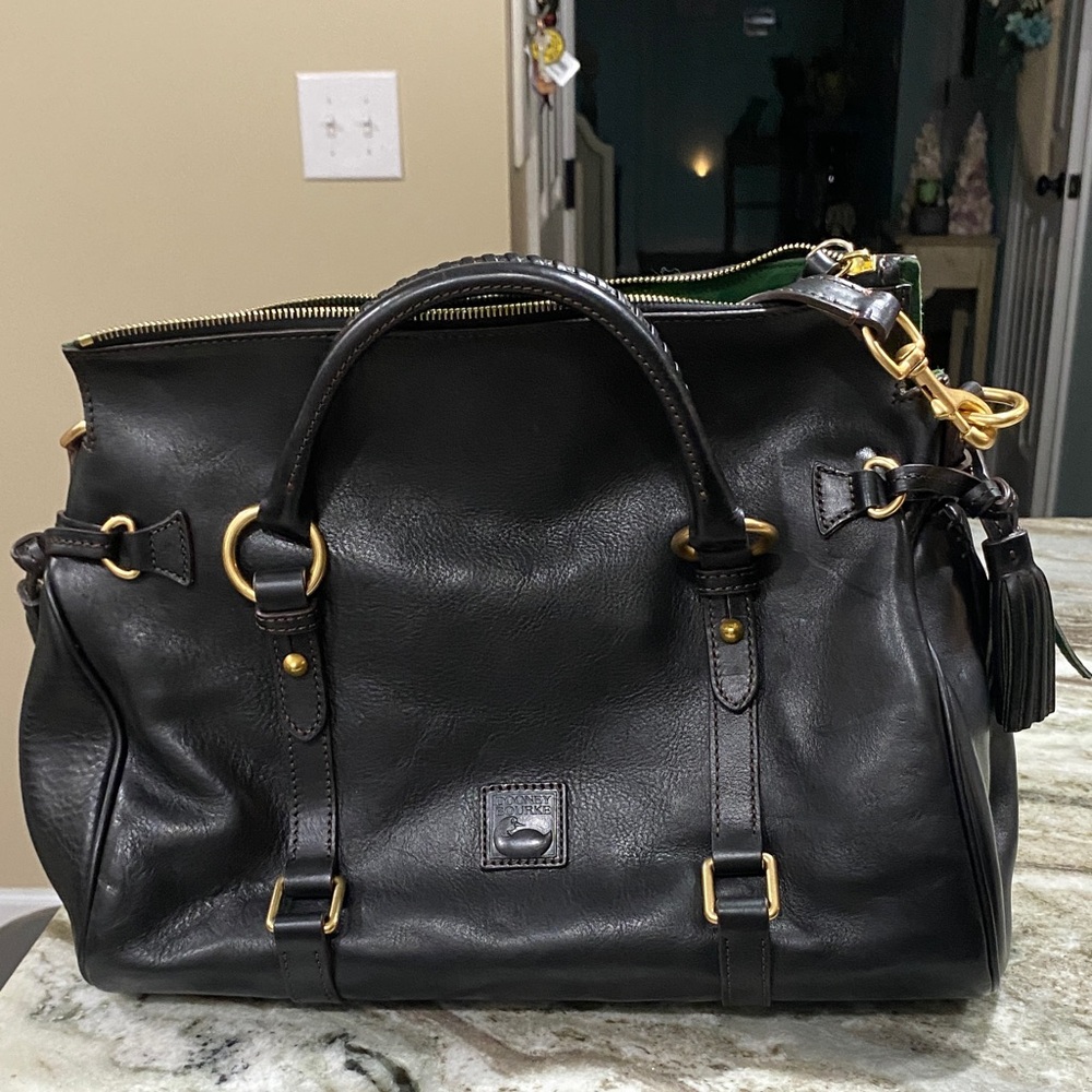 Dooney & Bourke Black Duffel Bag with Gold Accents